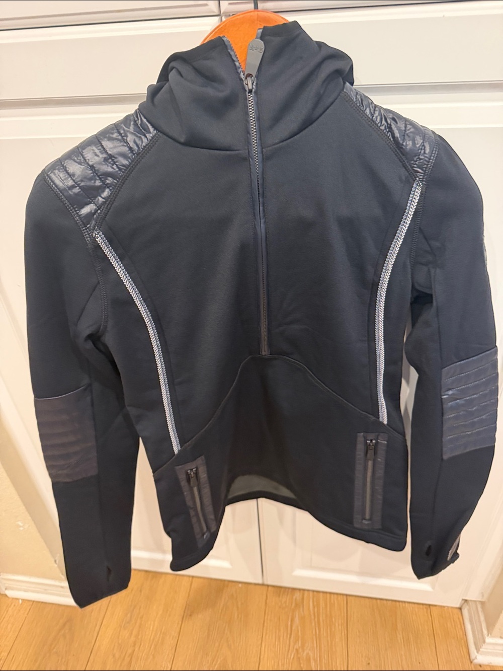 Alp N Rock Black Quilted-Trim Hoodie Jacket